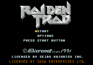 Raiden Trad title screen for Sega Genesis